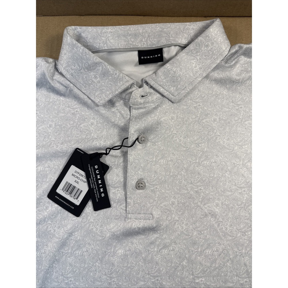 Dunning Mens XXL Grey Paisley Golf Polo Shirt New Nwt